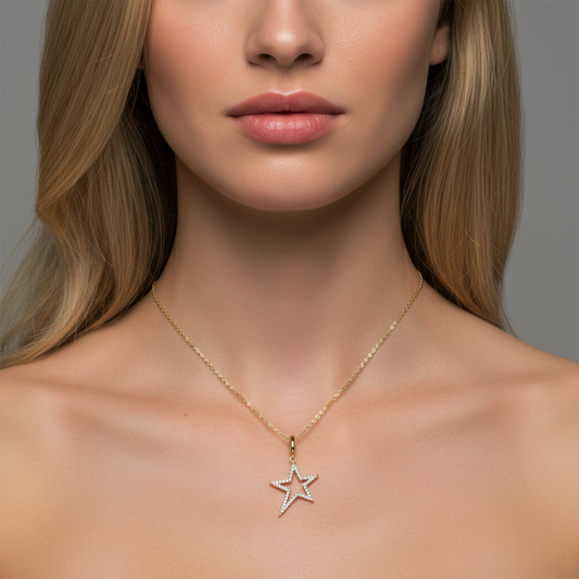 Diamond Rise Star Pendant Necklace in 14K Yellow Gold