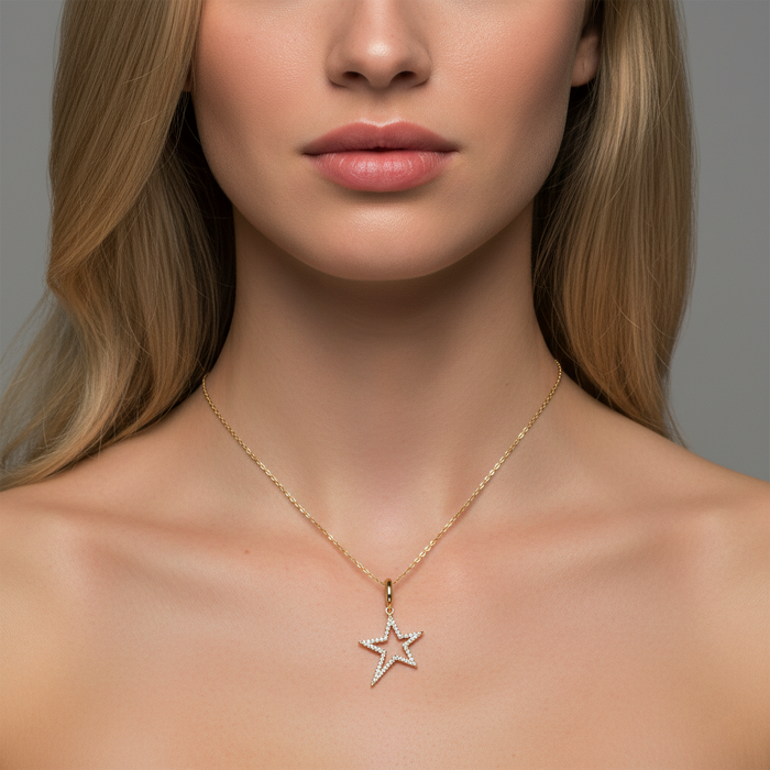 Diamond Rise Star Pendant Necklace in 14K Yellow Gold