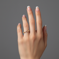 Diamond Pave Link Chain Ring in 14K Yellow Gold