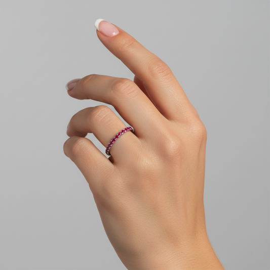 Ruby Eternity Band Ring in 14K White Gold