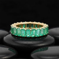 Green Sapphire Diamond Eternity Ring in 14K Yellow Gold