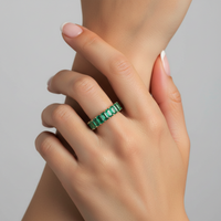 Green Sapphire Diamond Eternity Ring in 14K Yellow Gold