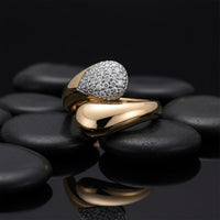 Teardrop Diamond Pave Cocktail Ring in 14K Yellow Gold