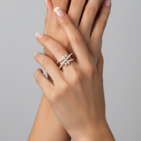 Diamond Intricate Open Wrap Ring in 14K Yellow Gold