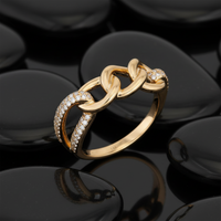 Diamond Embellished Chain Band Ring in 14K Yellow Gold