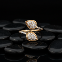 Double Pear Shaped Diamond Wrap Ring in 14K Yellow Gold
