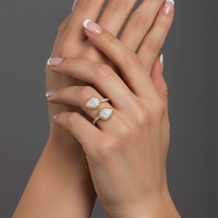 Double Pear Shaped Diamond Wrap Ring in 14K Yellow Gold