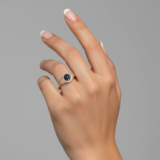 Gemstone Blue Sapphire Signet Ring in 14K Yellow Gold