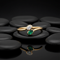 Emerald Diamond Open Wrap Ring in 14K Yellow Gold