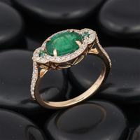 Emerald Diamond Solitaire Ring in 14K Yellow Gold
