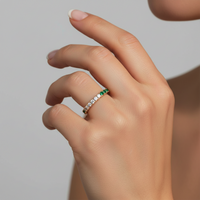 Emerald Green Diamond Gradient Band Ring in 14K Gold