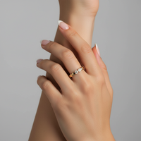 Diamond Dot Polished Bead Ring in 14K Yellow Gold