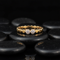 Diamond Dot Polished Bead Ring in 14K Yellow Gold