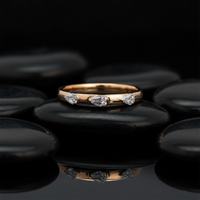 Trio Cut Diamond Accent Band Eternity Ring in 14K Yellow Gold