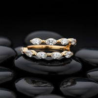 Shank Marquise Wrap Diamond Ring in 14K Yellow Gold