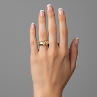 Heart Diamond Detailing Domed Ring in 14K Yellow Gold