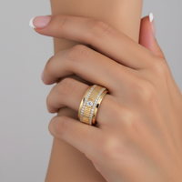 Bezel Set Diamond Statement Band Cigar Ring in 14K Yellow Gold