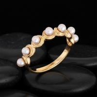 Gold Bubble Freshwater Pearls Eternity Ring in 14K Yellow Gold