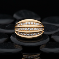 High Polish Triple Diamond Bands Ring in 14K Yellow Gold