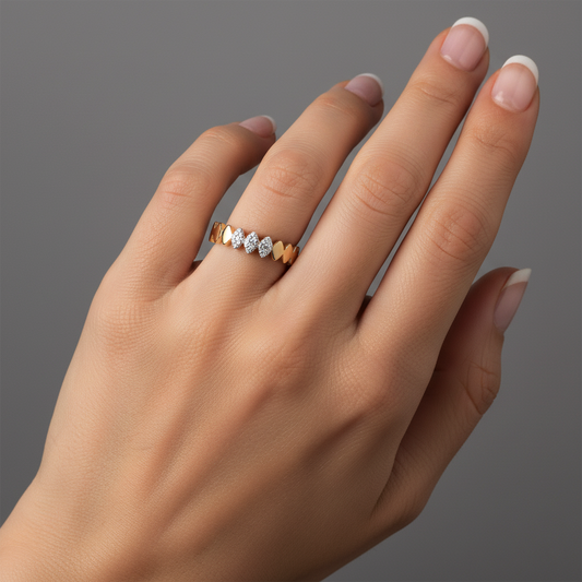 Geometric Marquise Diamond Band Ring in 14K Yellow Gold