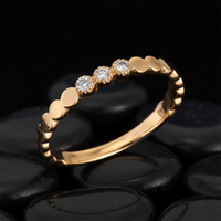 Beaded Trio Diamond Accents Band Ring in 14K Yellow Gold