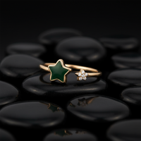 Green Star Diamond Open Wrap Ring in 14K Yellow Gold