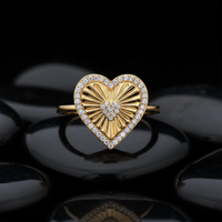 Heart Diamond Sweet Signet Ring in 14K Yellow Gold