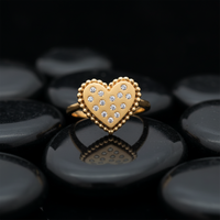 Diamond Polka Dot Heart Ring in 14K Yellow Gold