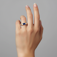 Sapphire Baguette Diamond Ring in 14K Yellow Gold