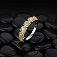 Yellow Cushion Cut Sapphires Halo Ring in 14K White Gold