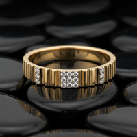 Textured Square Diamond Cluster Ring in 14K Yellow Gold