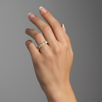 Textured Square Diamond Cluster Ring in 14K Yellow Gold