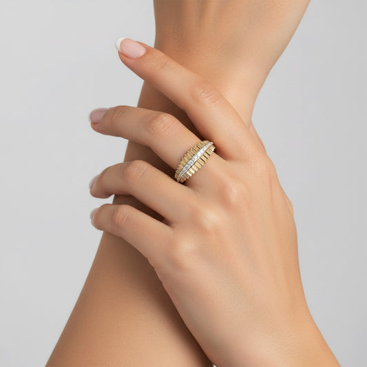 Moonbeam Essence Diamond Eternity Ring in 14K Yellow Gold
