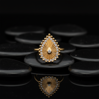 Oval Shape Diamond Signet Ring in 14K Yellow Gold