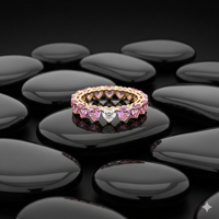 Pure Pink Sapphire Diamond Eternity Ring in 14K Yellow Gold
