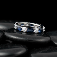 Radiance Veil Diamond Eternity Sapphire Ring in 14K Yellow Gold