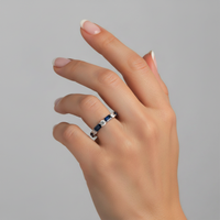 Radiance Veil Diamond Eternity Sapphire Ring in 14K Yellow Gold