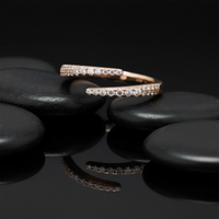 Pave Diamonds Radiant Open Wrap Ring in 14K Yellow Gold