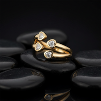 Pink Sapphire Diamond Emerald Open Wrap Ring in 14K Yellow Gold