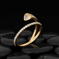 Open Heart Diamond Wrap Ring in 14K Yellow Gold