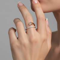 Open Heart Diamond Wrap Ring in 14K Yellow Gold