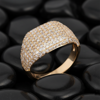 Domed Pave Diamond Cocktail Ring in 14K Yellow Gold