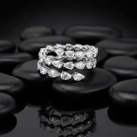 Sleek Diamond Open Wrap Ring in 18K White Gold
