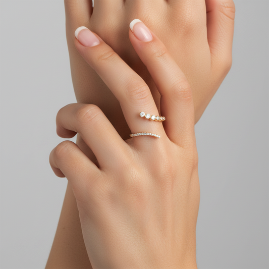 Diamond Bezel Open Spiral Ring in 14K Yellow Gold