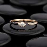 Unique Enamel Diamond Open Wrap Ring in 14K Yellow Gold