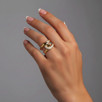 Blue Sapphire Glam Diamond Ring in 14K Yellow Gold
