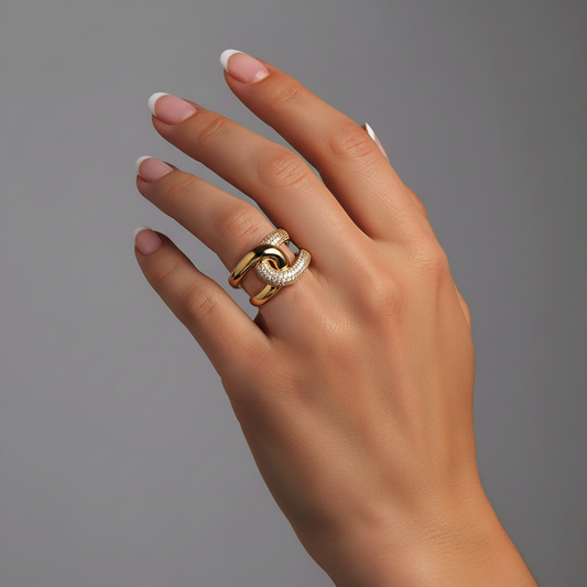 Blue Sapphire Glam Diamond Ring in 14K Yellow Gold