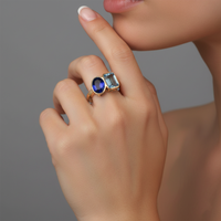 Duo Blue Sapphire Blue Topaz Ring in 14K Yellow Gold