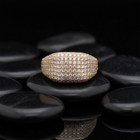 Luxury Ring Wide Pave Diamond Ring in 14K Yellow Gold