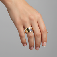 Diamond Multi-Sapphire Cigar Band Ring in 14K Yellow Gold
